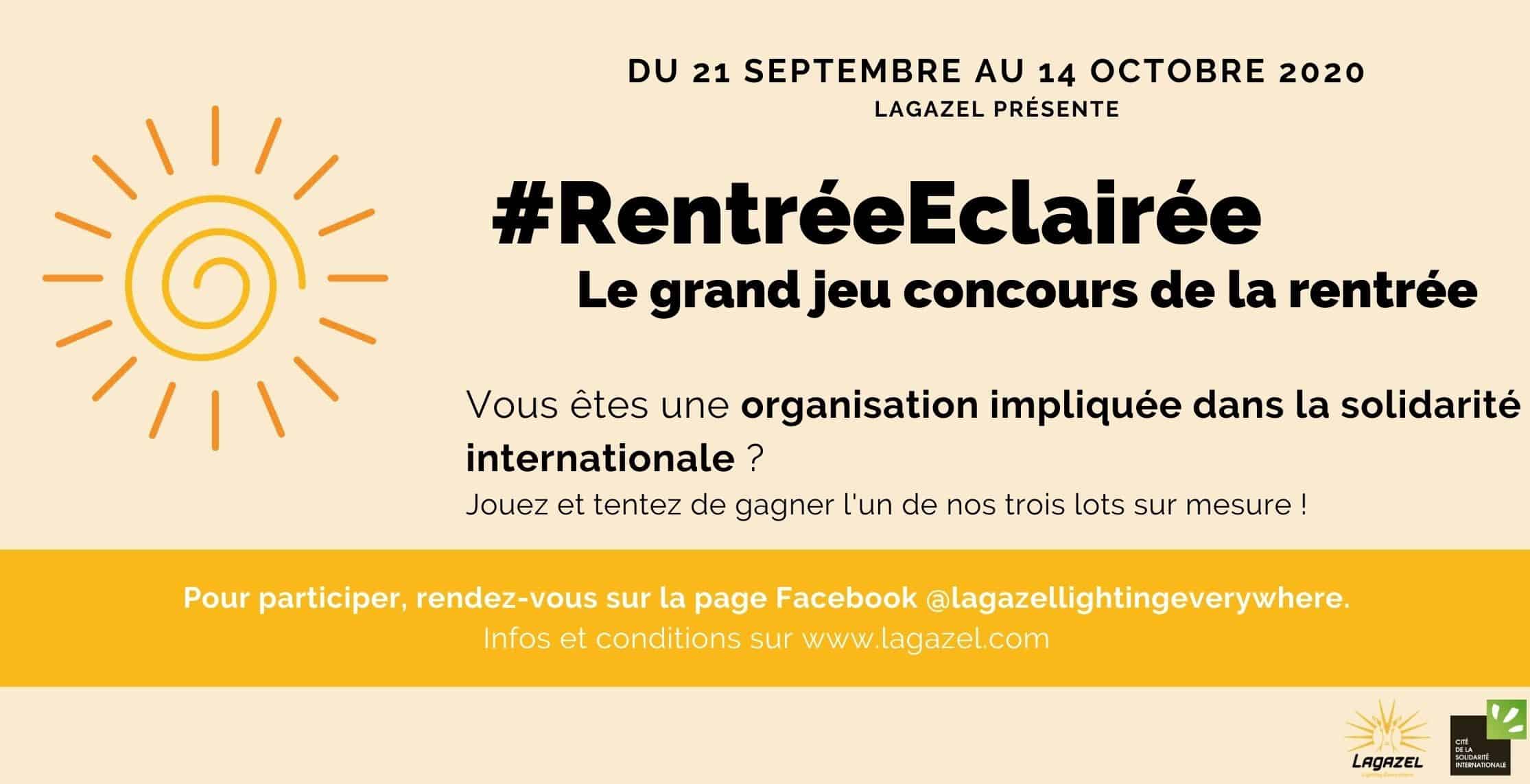 L’entreprise Lagazel lance le concours #RentréeEclairée à destination des organisations impliquées dans la solidarité internationale.