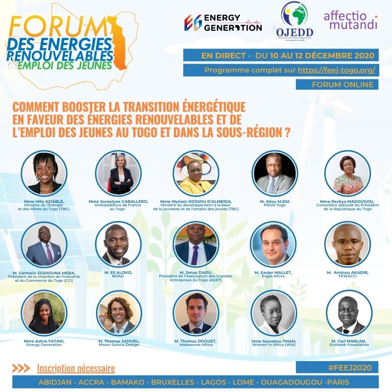 Du 10 au 12 décembre 2020 : un forum online unique sur les énergies renouvelables et l’emploi au Togo et en Afrique de l’Ouest !