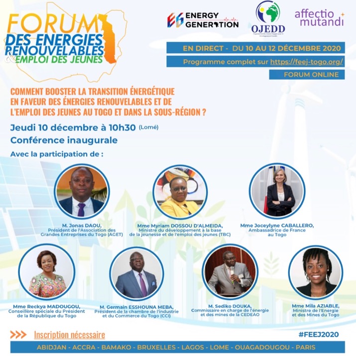 Forum des Energies Renouvelables et de l’Emploi des Jeunes au Togo – Spécial Programme & Speakers.