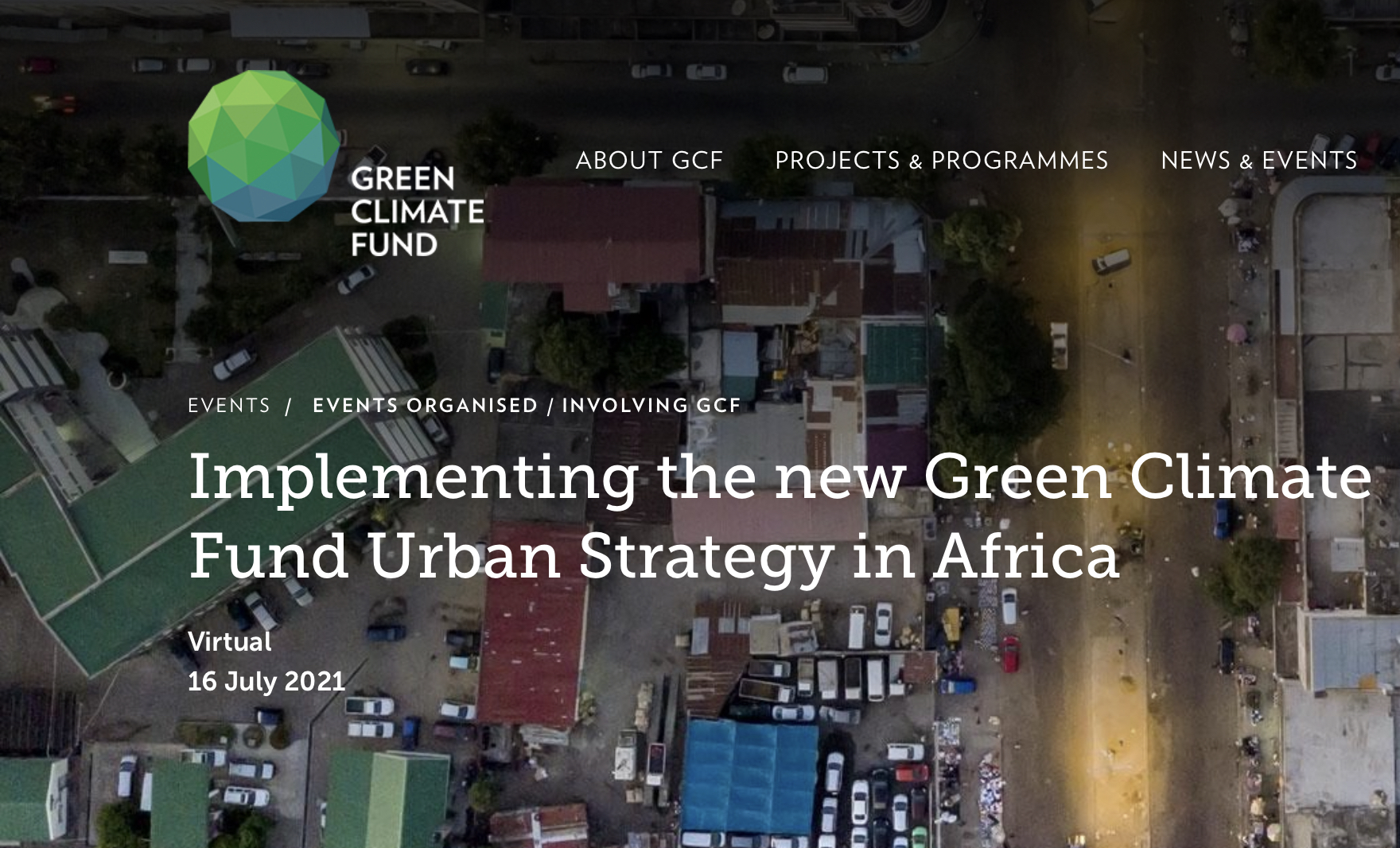 Implementing the new GCF Urban Strategy in Africa (July 16- 10:30 am CEST)