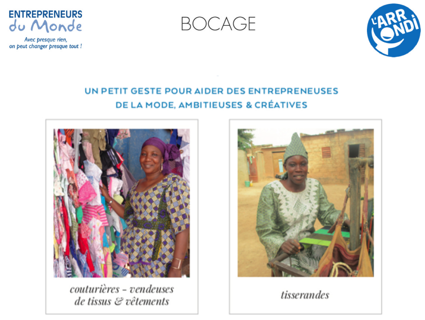 Exemple concret de l’impact de l’arrondi en caisse: BOCAGE & Entrepreneurs du Monde , 16 860 € collectés
