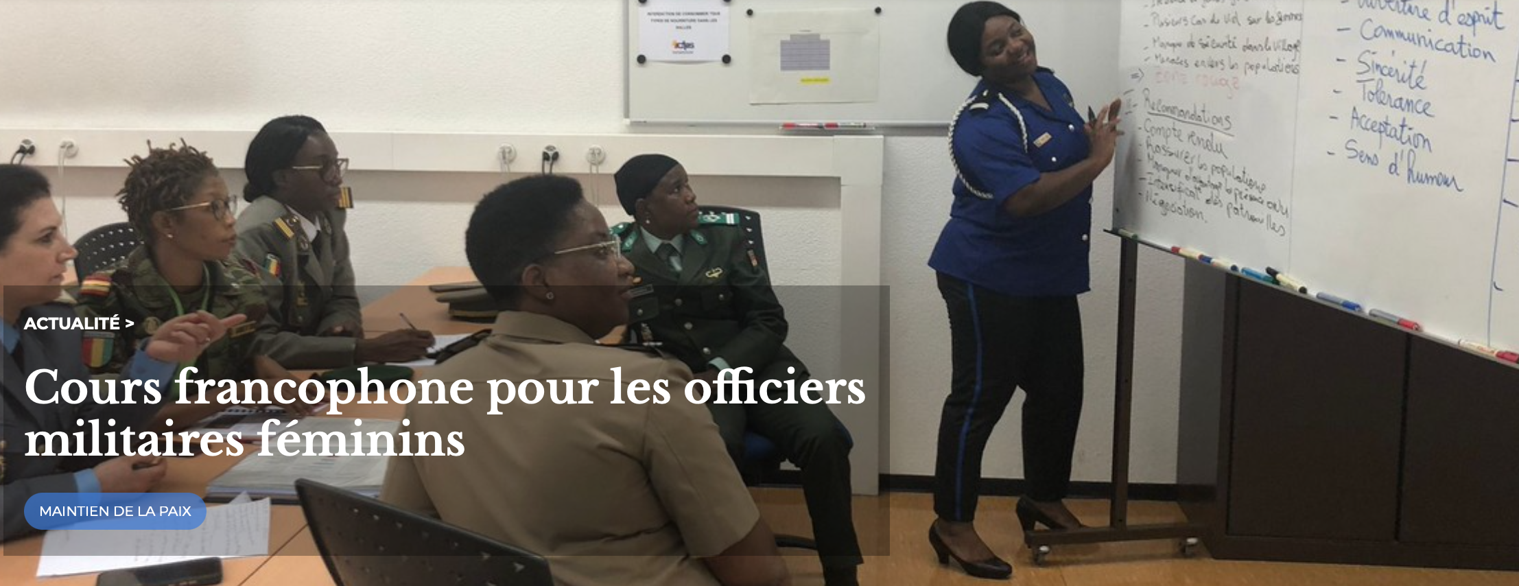 L’OIF accompagne le déploiement de cours francophone pour les officiers militaires féminins