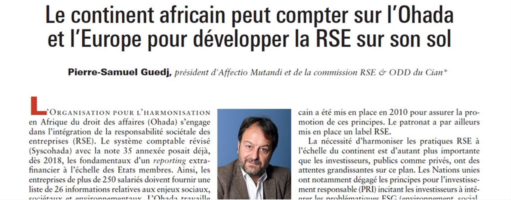 L’Ohada et l’UE de concert pour l’intégration de la RSE en Afrique