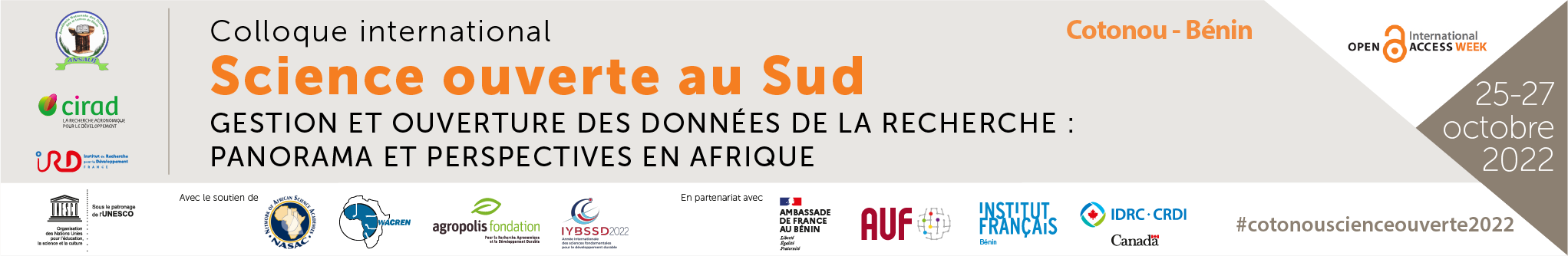 Cotonou accueille le colloque international Science ouverte au Sud du 25 au 27 octobre 2022