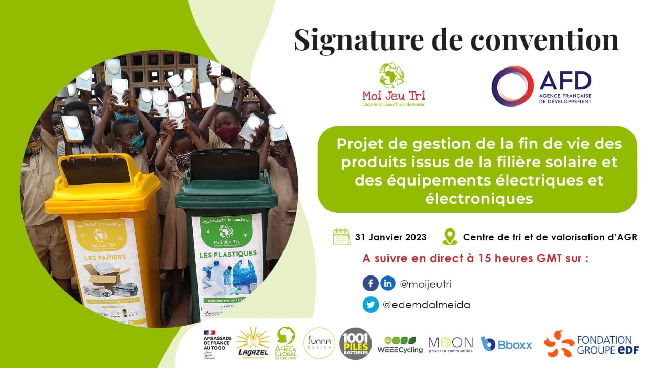 Signature d’une convention entre l’Agence Francaise de Développement et Moi Jeu Tri
