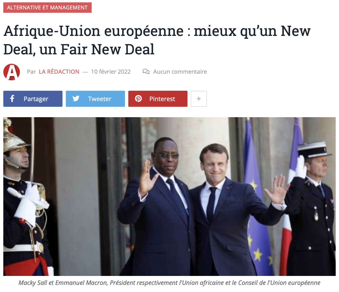 De la nécessité d’un « Fair New Deal » avec l’Afrique, par Pierre-Samuel Guedj, Président d’Affectio Mutandi