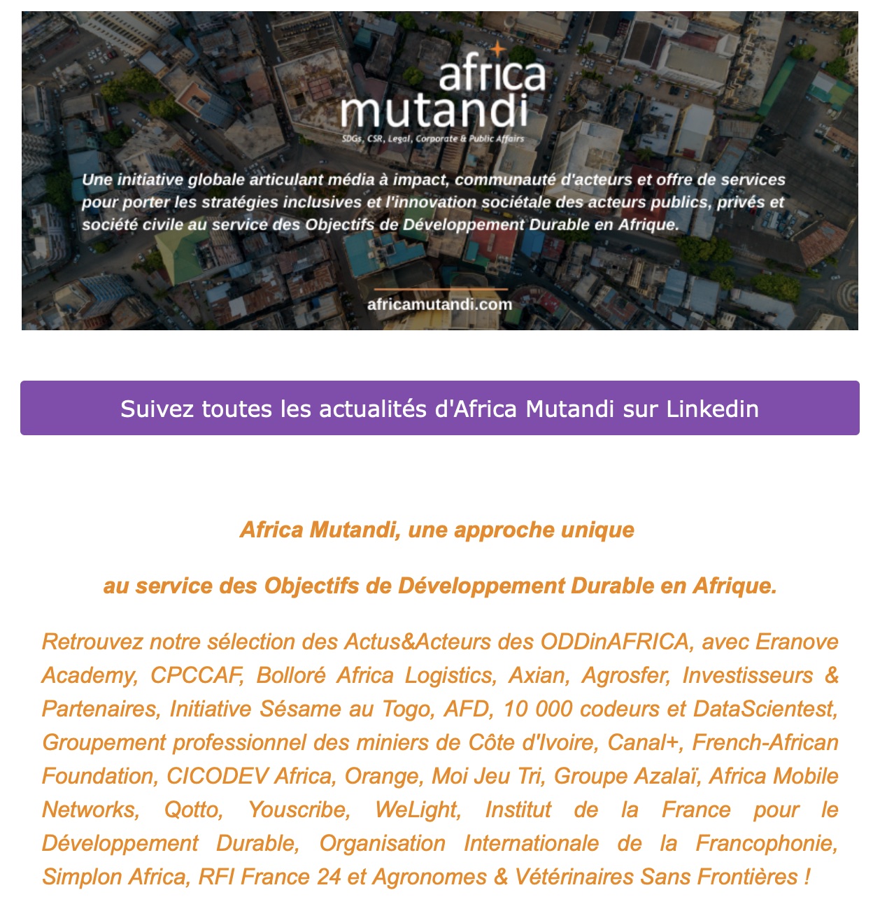 Retrouvez les Actus&Acteurs des ODDinAFRICA dans la newsletter d’AfricaMutandi !!!
