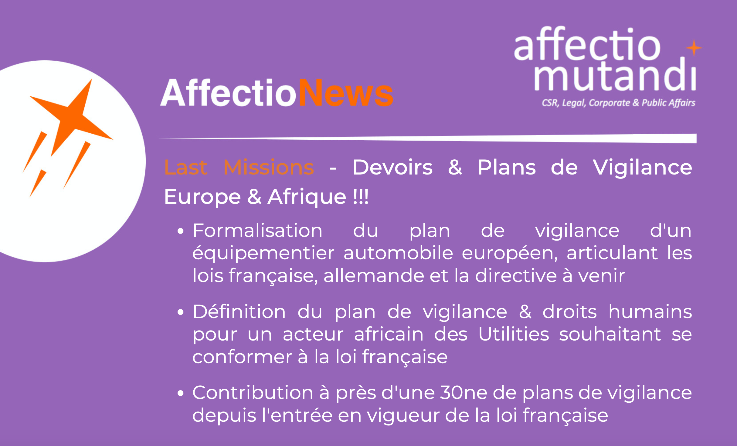 Last Missions – Devoirs & Plans de Vigilance Europe & Afrique !!!