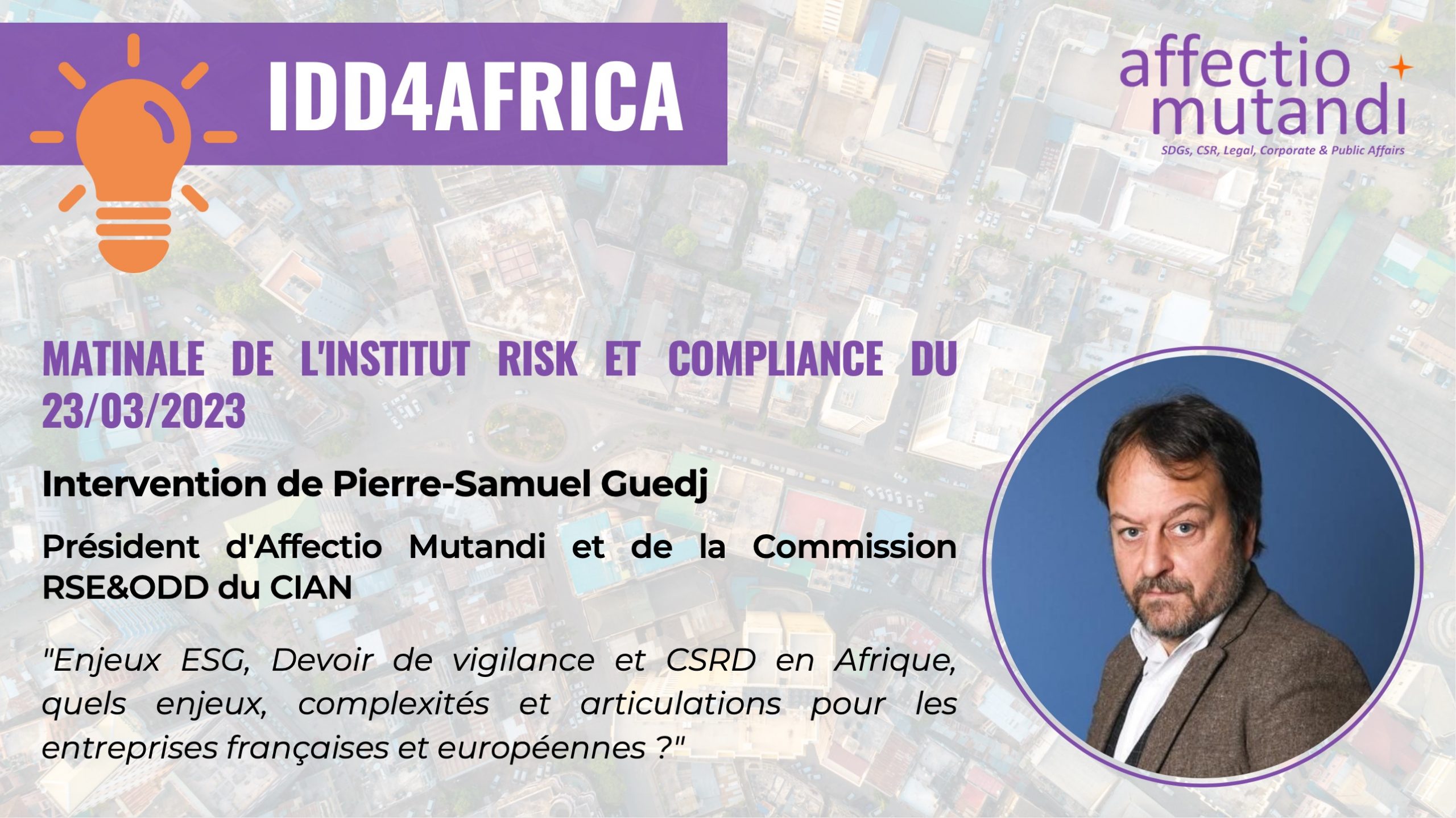 Affectio Mutandi à l’Institut Risk et Compliance pour parler ESG, Vigilance & CSRD en Afrique