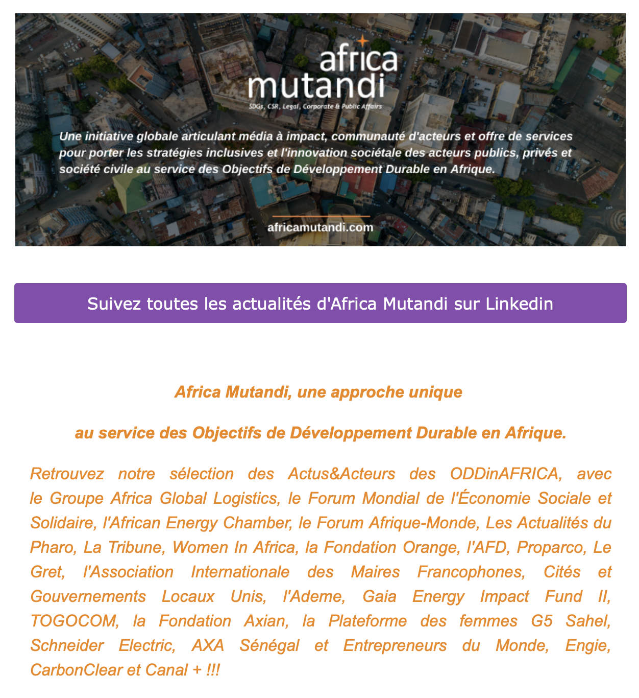 Retrouvez les Actus&Acteurs des ODDinAFRICA dans la newsletter d’AfricaMutandi !!!