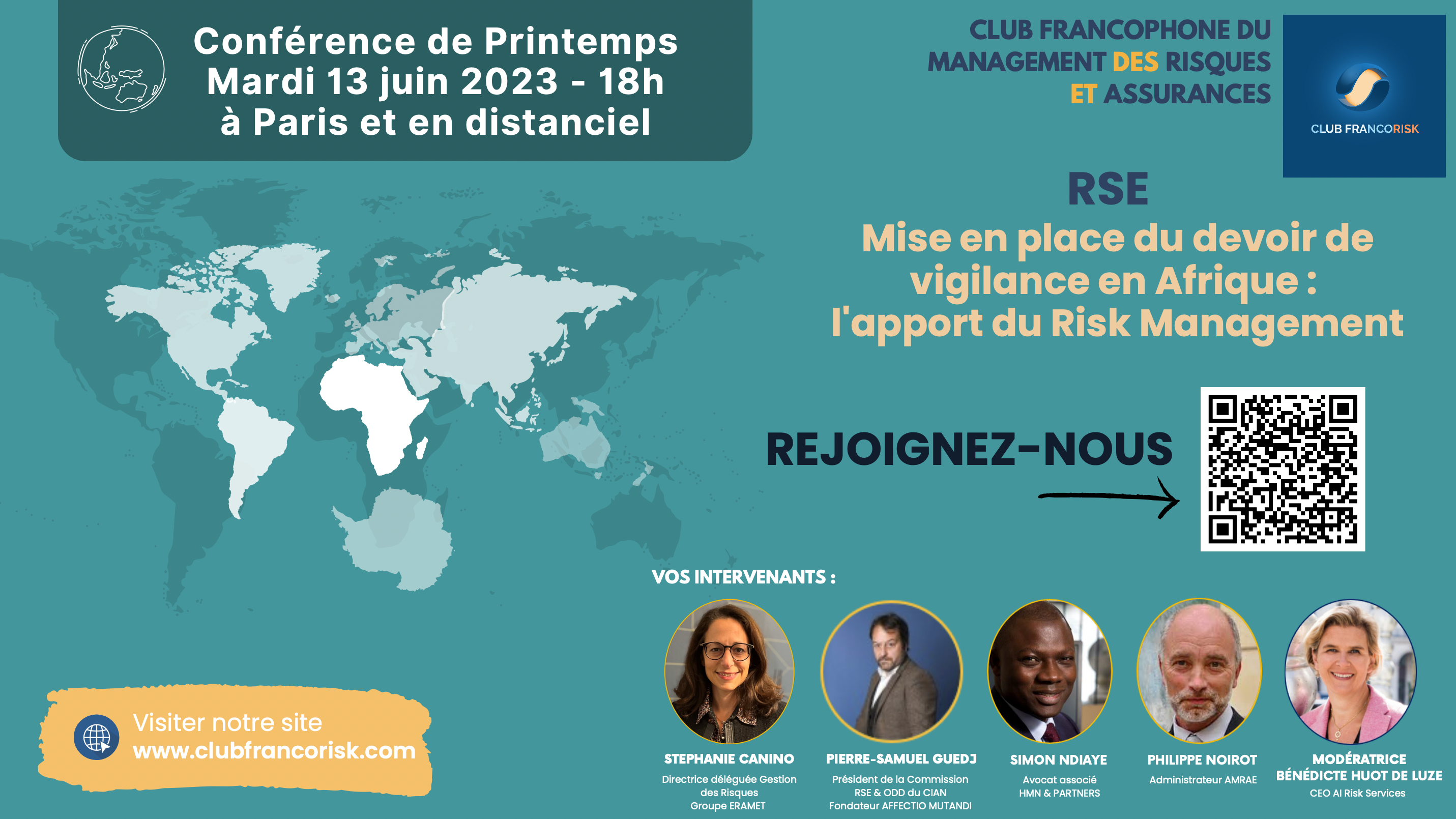 Club Francorisk – Conférence le Mardi 13 juin 2023 à 18h : La RSE et la mise en place du devoir de vigilance en Afrique : l’apport du Risk Management