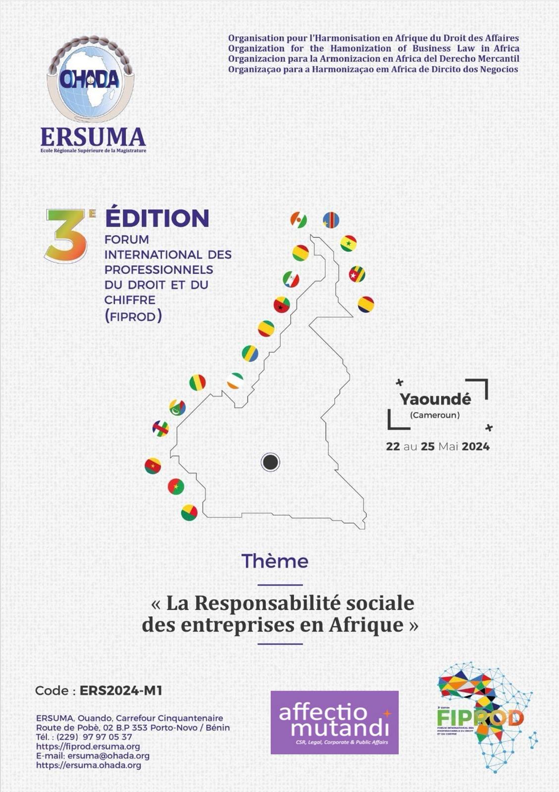 Intégration de la RSE dans le droit Ohada, les thématiques du Forum Fiprod de Yaoundé sont dévoilées !!!