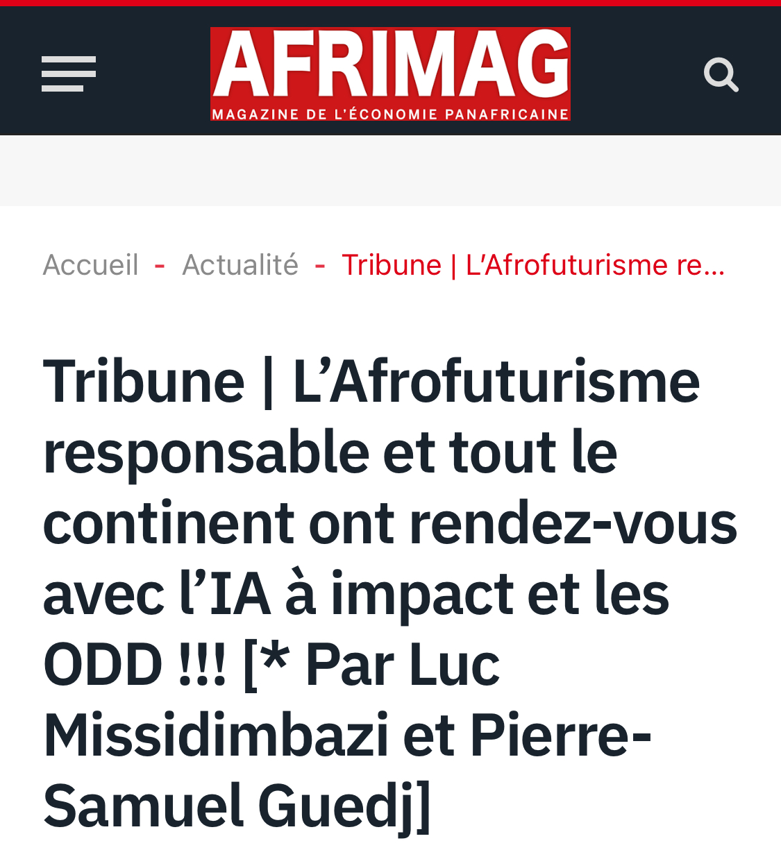L’Afrofuturisme responsable et tout le continent ont rendez-vous avec l’IA à impact et les ODD !!!, par Luc Missidimbazi et Pierre-Samuel Guedj