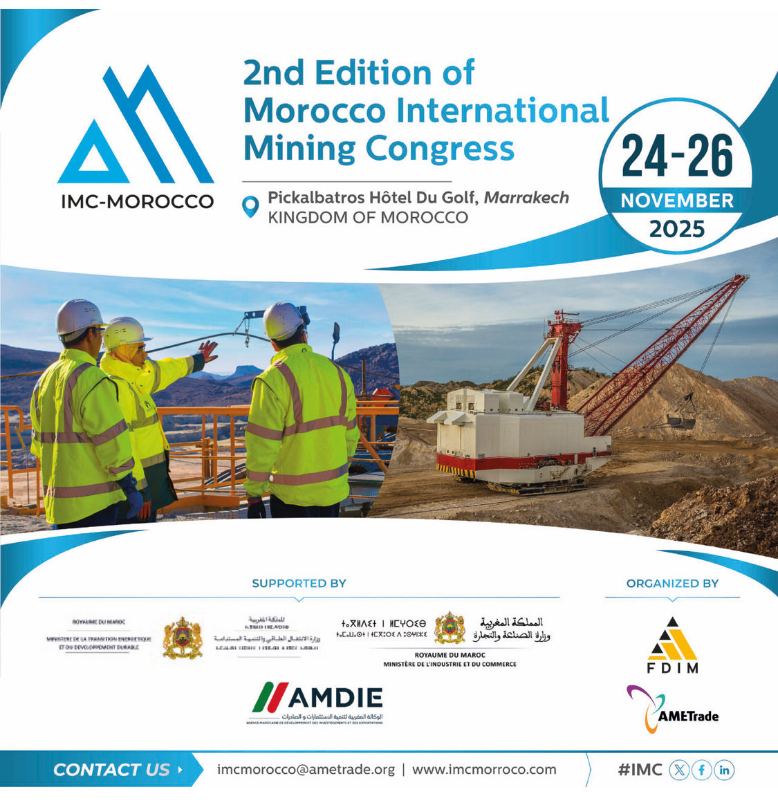 Rendez-vous à l’International Mining Congress Maroc 2025 à Marrakech, du 24 au 26 novembre 2025