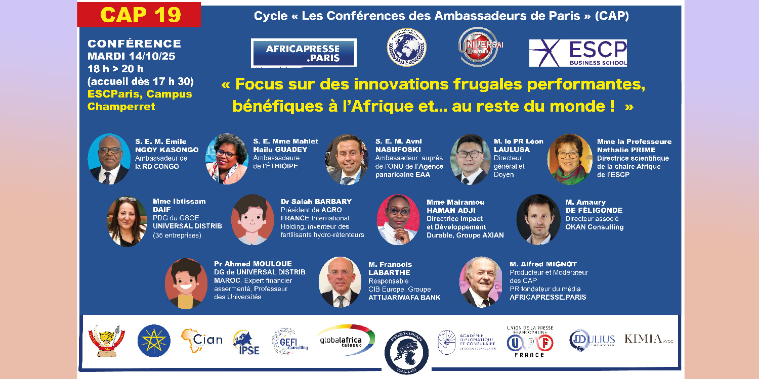 XIXe CONFÉRENCE DES AMBASSADEURS DE PARIS, le 14 octobre : « Focus sur des innovations frugales et performantes, bénéfiques à l’Afrique et… au reste du monde ! »