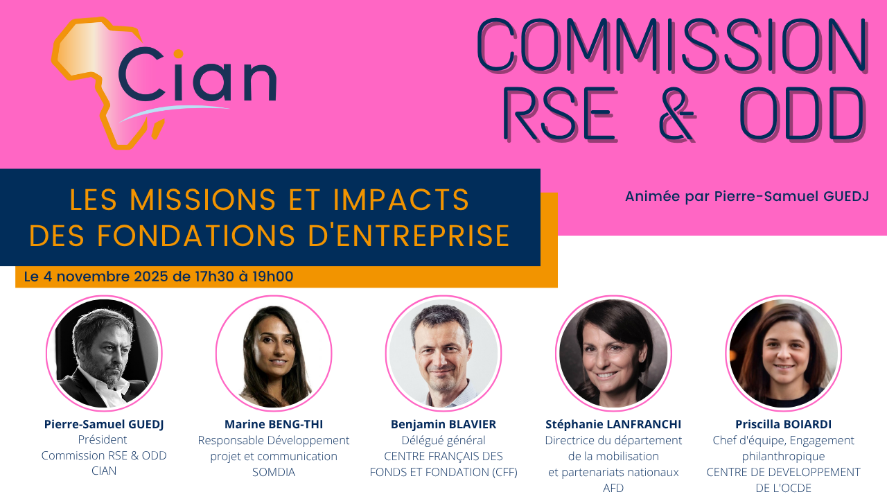 Cian / Commission RSE & ODD du Cian le 4 novembre sur »les missions et impacts des fondations d’entreprise » Cian / Commission RSE & ODD du Cian le 4 novembre sur »les missions et impacts des fondations d’entreprise »