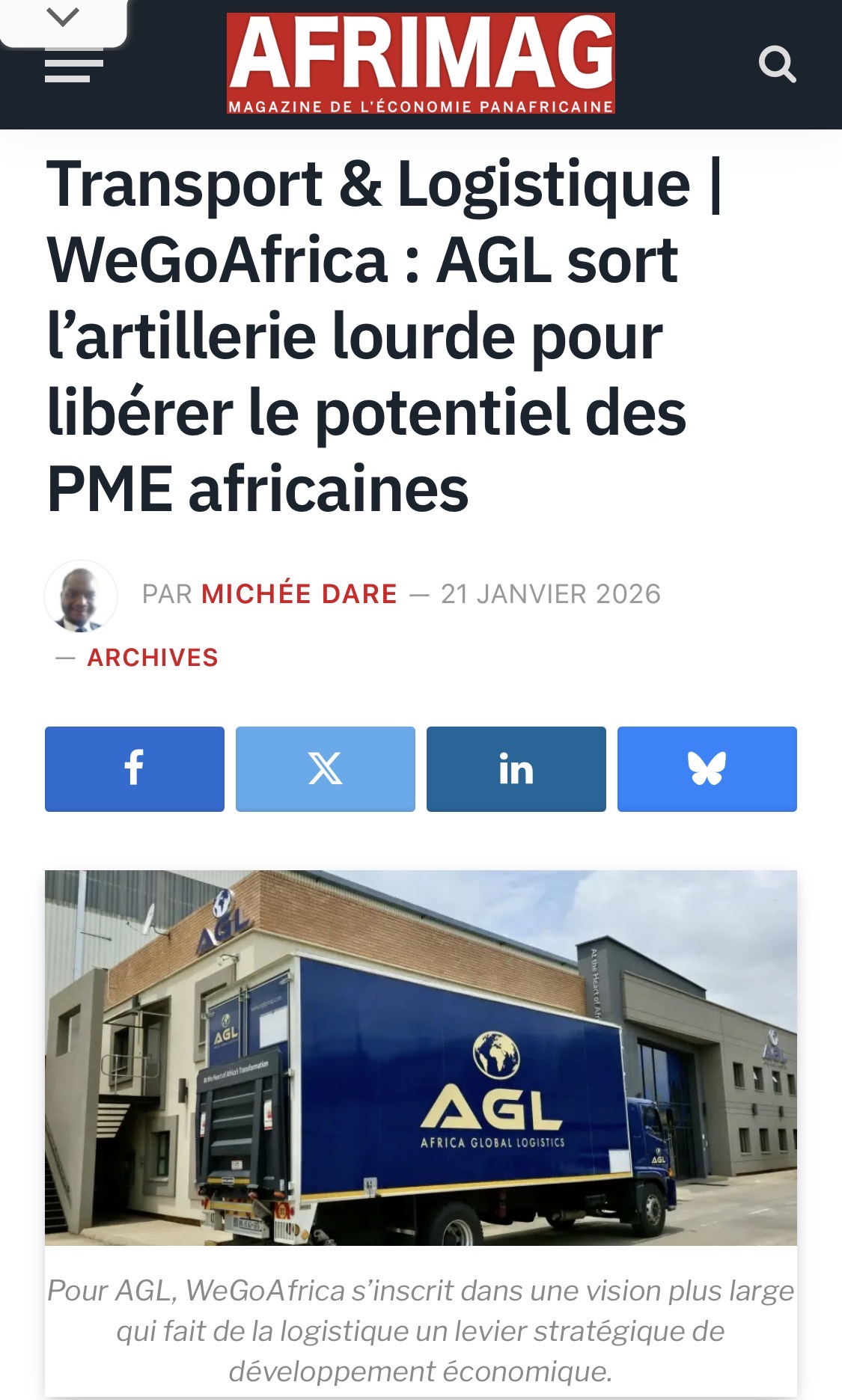 Transport & Logistique | WeGoAfrica : AGL sort l’artillerie lourde pour libérer le potentiel des PME africaines – Afrimag