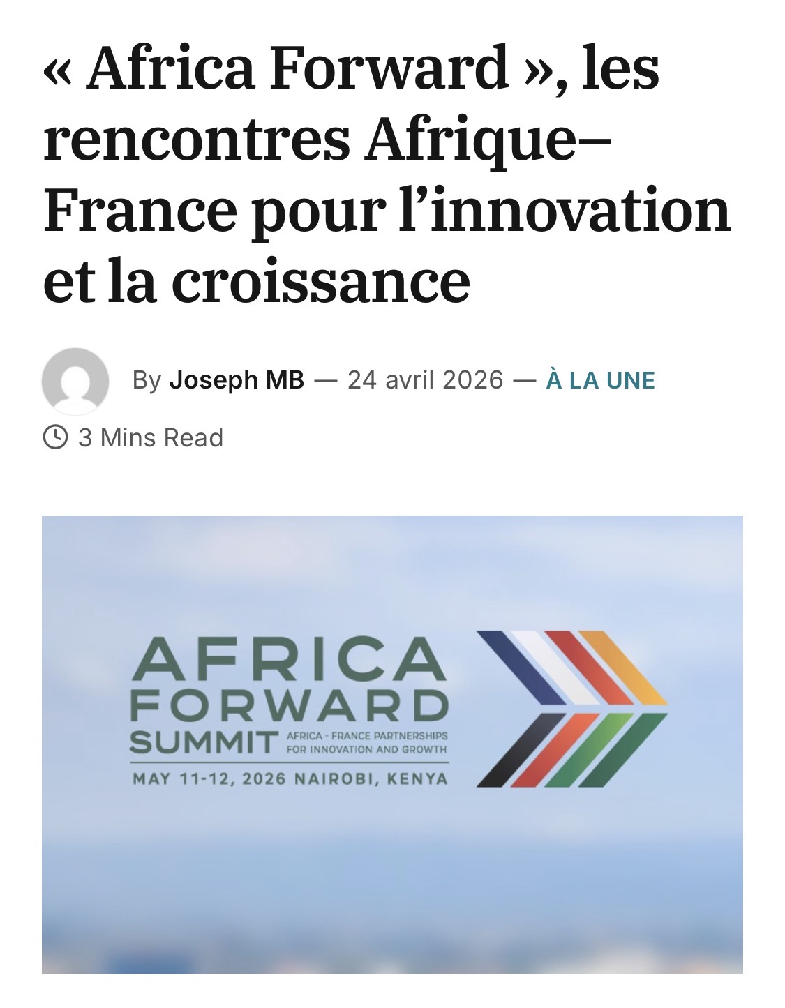 « Africa Forward », les rencontres Afrique–France pour l’innovation et la croissance – Imagine Demain