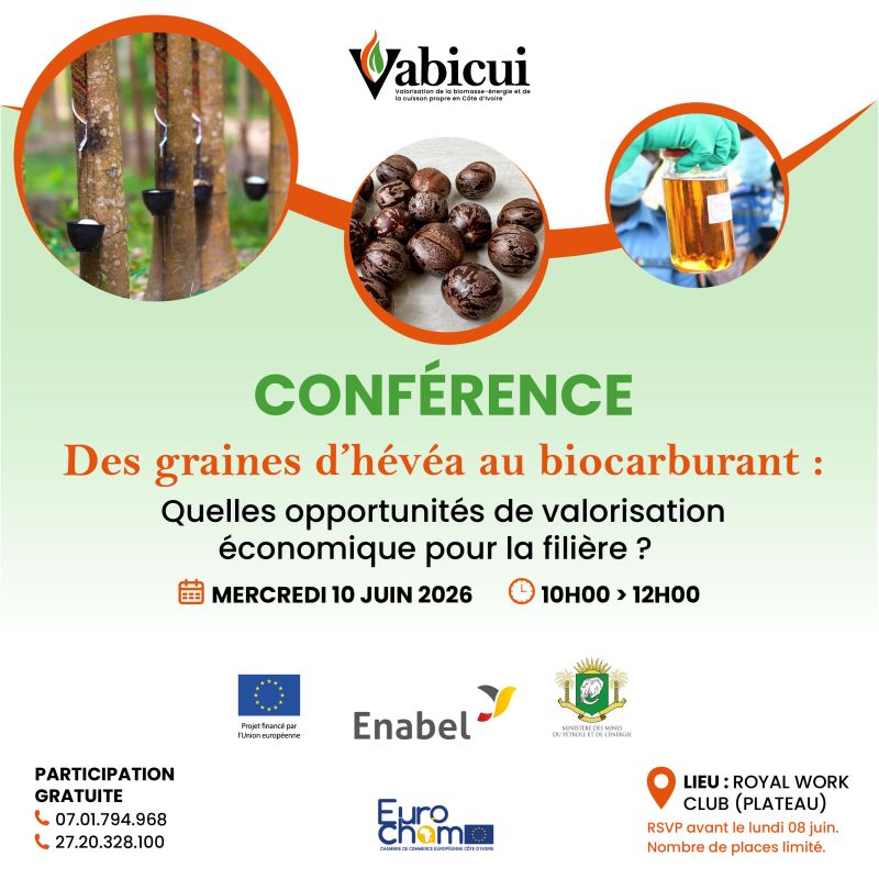 Conférence VABICUI à Abidjan le 10 juin – Des graines d’hévéa au biocarburant : défis et opportunités pour les acteurs de la filière