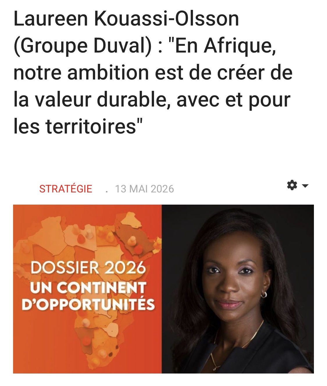 Laureen Kouassi-Olsson, Groupe Duval :  »En Afrique, notre ambition est de créer de la valeur durable, avec et pour les territoires » – DECIDEURS MAGAZINE
