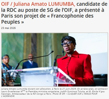 OIF / Juliana Amato LUMUMBA, candidate de la RDC au poste de SG de l’OIF, a présenté à Paris son projet de « Francophonie des Peuples »