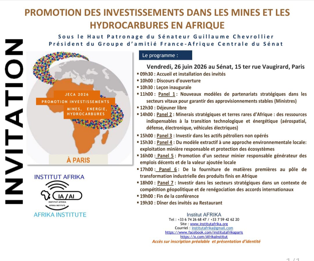 Journées Économiques et Consulaires Africaines (JECA) de l&rsquo;Institut Africa – Notes d&rsquo;intervention sur le thème du secteur minier responsable