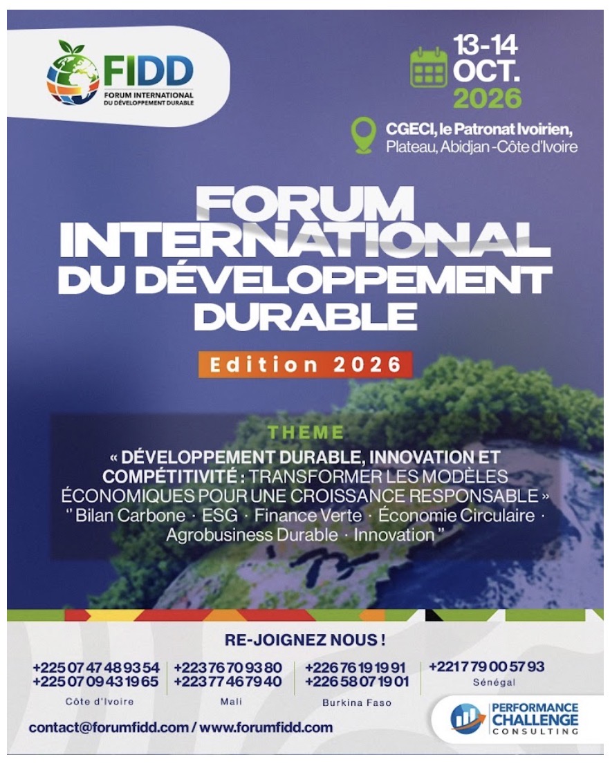 FIDD 2026 – Le rendez-vous incontournable du développement durable les 13 & 14 octobre à Abidjan avec la CGECI
