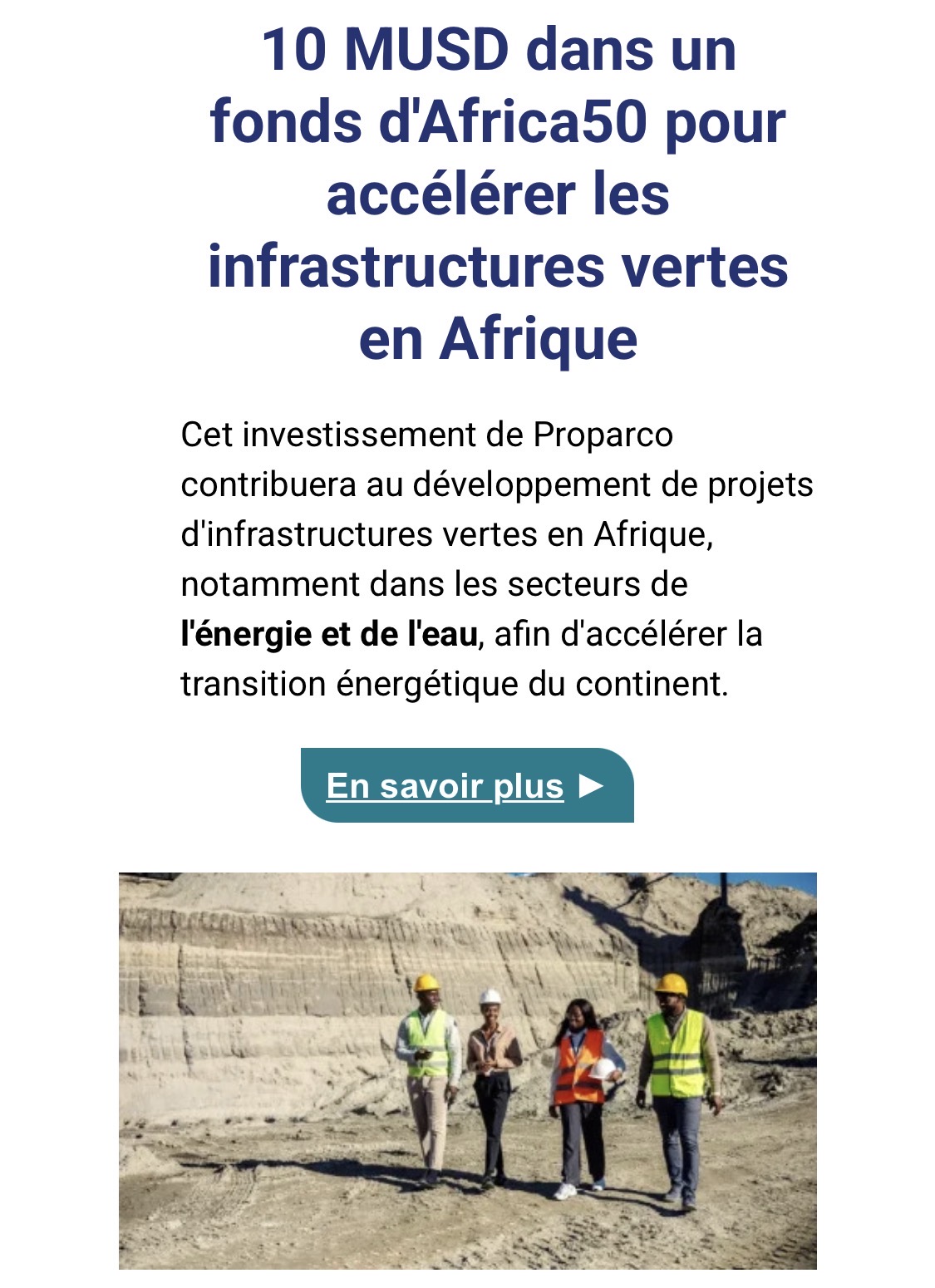 Proparco investit 10 millions de dollars dans le fonds AGIA-PD d’Africa50 pour accélérer le développement des infrastructures vertes en Afrique
