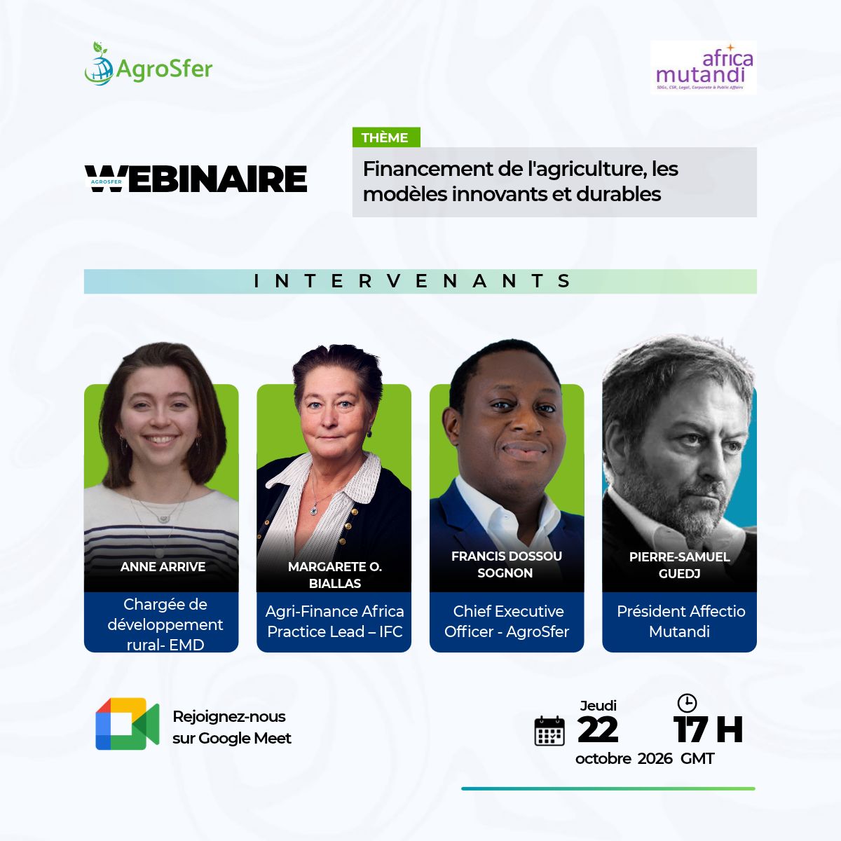 Webinaire AgroSfer x Africa Mutandi le 22 octobre sur le thème : « Financement de l&rsquo;agriculture, les modèles innovants et durables »