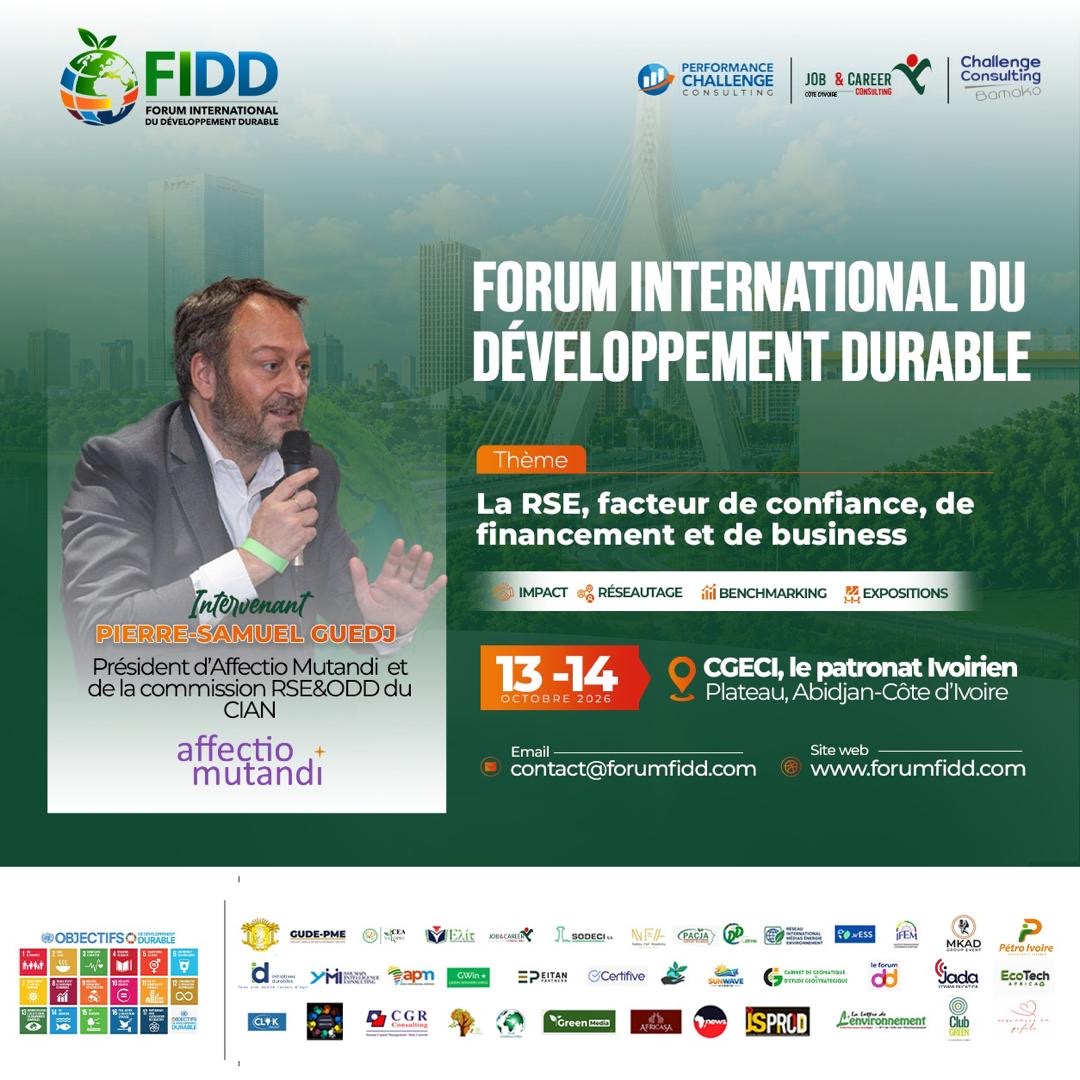 Pierre-Samuel Guedj interviendra au FIDD 2026 d’Abidjan, les 13 & 14 octobre Pierre-Samuel Guedj interviendra au FIDD 2026 d’Abidjan, les 13 & 14 octobre
